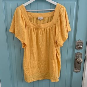 LOFT Sunny Yellow Flutter Sleeve Blouse